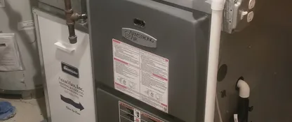 High-efficiency Armstrong Air gas furnace installed by AccuMax in a home basement